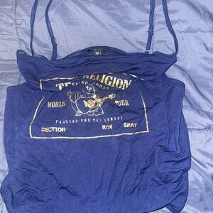 True Religion Navy and Gold Graphic Tee